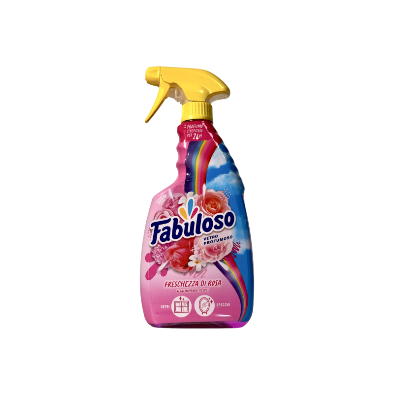 Засіб для миття вікон Fabuloso ефект невидимого скла, аромат троянд e Vetro Profumoso Freschezza di Rosa 24h, 600 мл