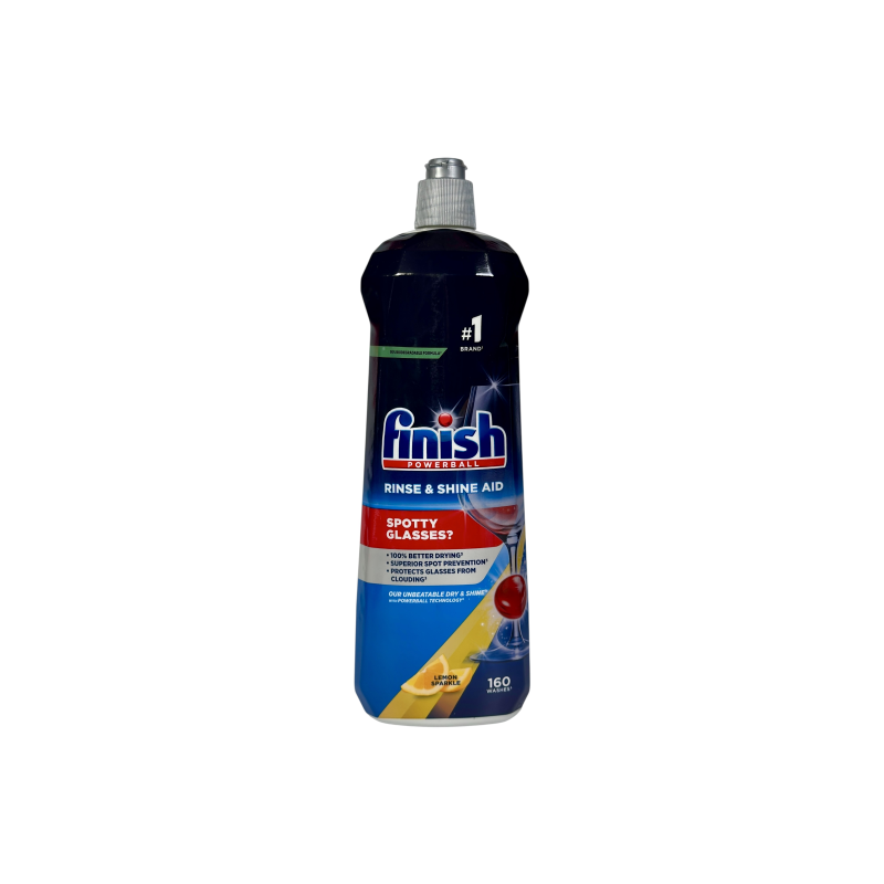 Засіб для ополіскування посуду Finish Powerball лимонний e Lemon Sparkle Rinse & Shine Aid, 160 прань, 800 мл Засіб для ополіскування посуду Finish Powerball лимонний e Lemon Sparkle Rinse & Shine Aid, 160 прань, 800 мл