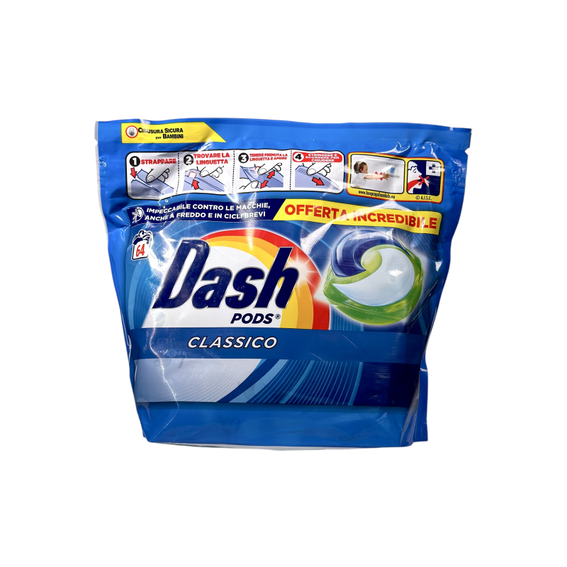Капсули для прання Dash класичні очищення pods classico, 64 прання, 1248 г