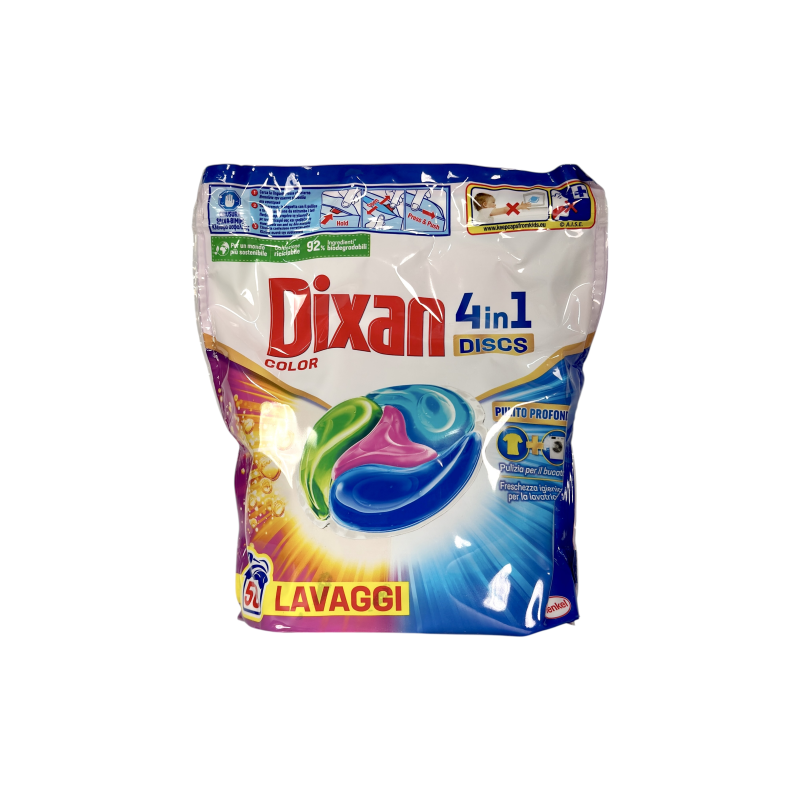 Капсули для прання Dixan для кольорових тканин discs 4in1 multicolor, 50 прань, 1250 г