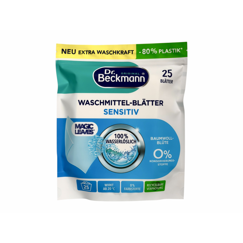 Листки для прання Dr. Beckmann квітка бавовни e waschmittel-blatter sensitiv, 25 шт