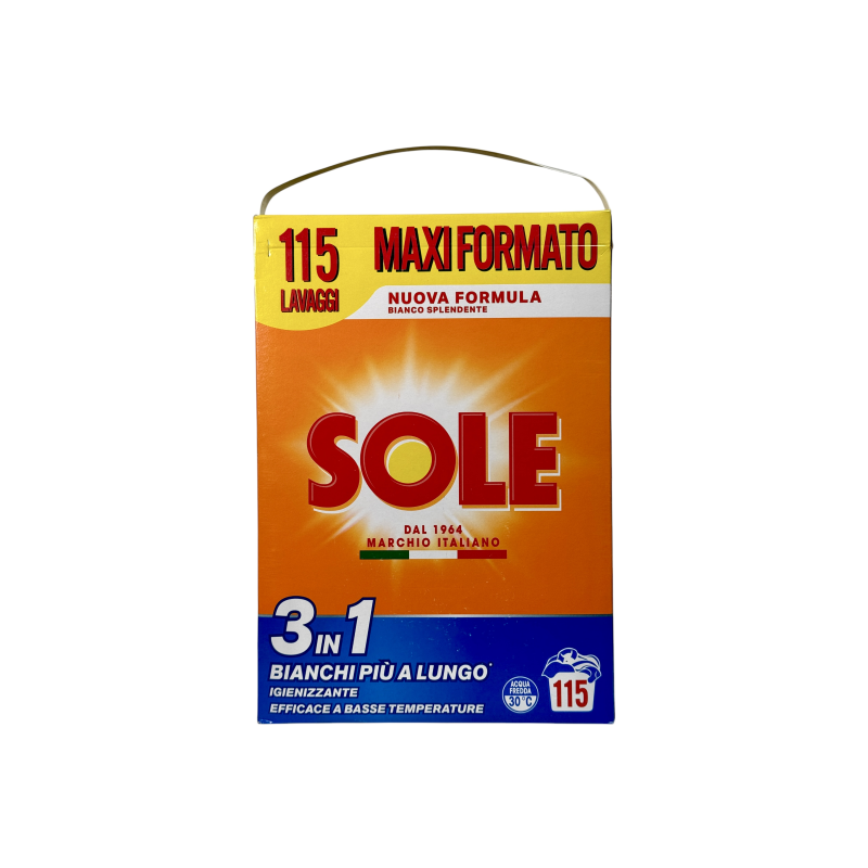 Пральний порошок Sole для білого 3в1 e laundry detergent for whites maxi formato, 115 прань, 5750 г