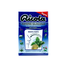 Льодяники швейцарські Ricola м’ятна дія без цукру azione glaciale menta forte senza zucchero, 50 г
