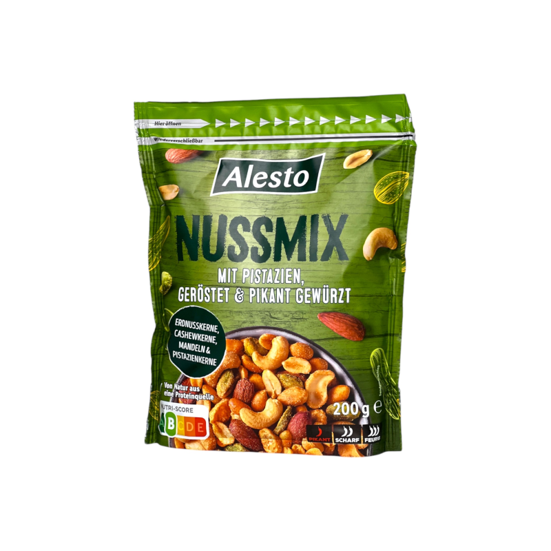 Горіхова суміш Alesto з фісташками та спеціями nussmix mit pistazien picant gewürzt, 200 г Горіхова суміш Alesto з фісташками та спеціями nussmix mit pistazien picant gewürzt, 200 г