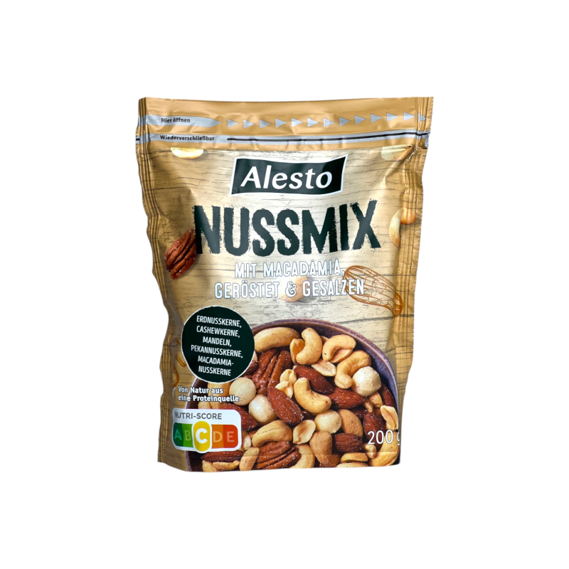 Горіхова суміш Alesto з макадамією солена nussmix mit macadamia grsalzen, 200 г Горіхова суміш Alesto з макадамією солена nussmix mit macadamia grsalzen, 200 г