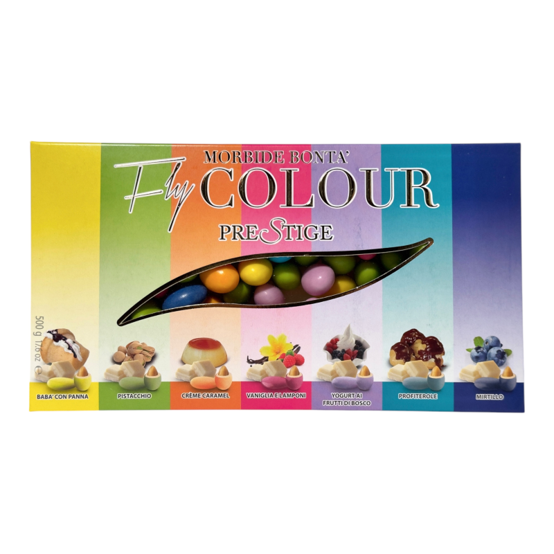 Цукерки драже з мигдалем Prestige райдужні e fly colour arcobaleno, 500 г