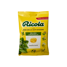Льодяники швейцарські Ricola меліса та лімонник без цукру melissa limoncella senza zucchero, 70 г