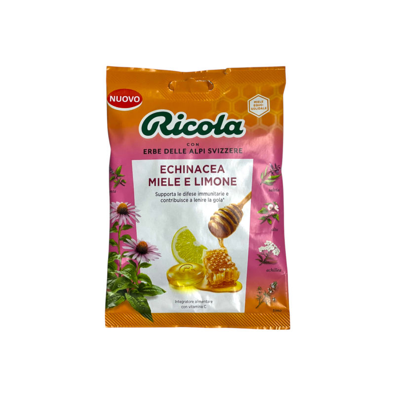 Льодяники швейцарські Ricola без цукру ехінацея, лимон та мед echinacea miele e limone, 68 г