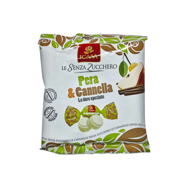 Льодяники ICAM без цукру груша та кориця pera & cannella senza zucchero, 80 г