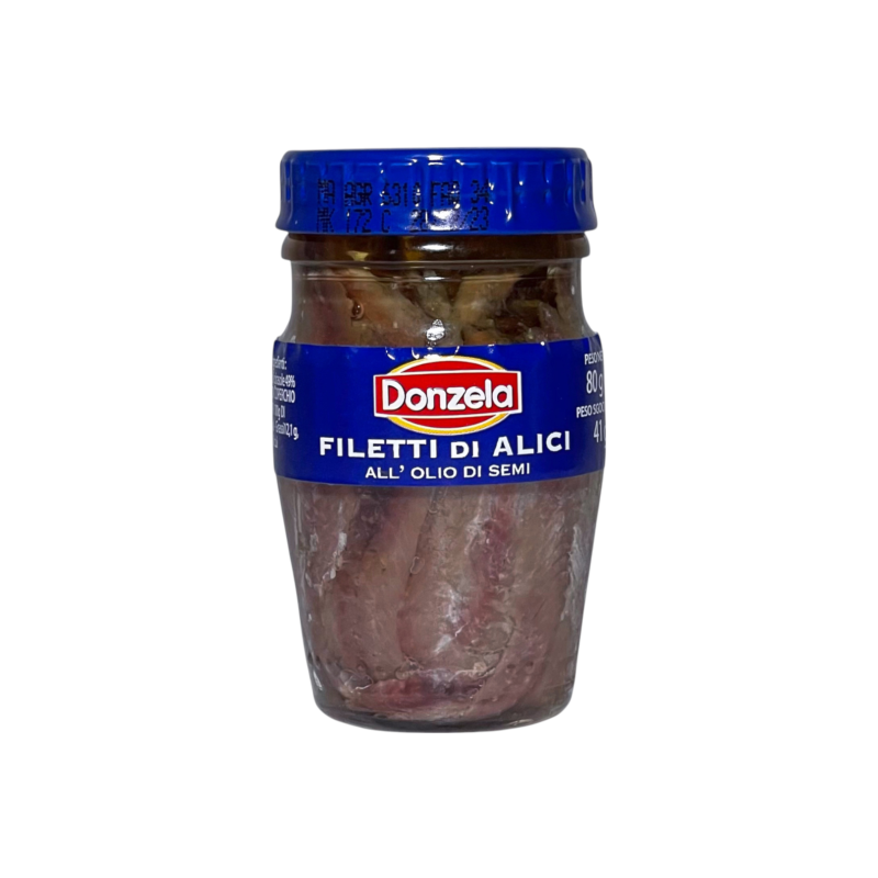 Анчоуси Donzela філе в олії filetti di alici olio di semi, 80 г