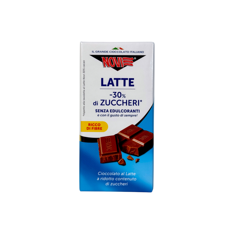 Шоколад молочний Novi — 30% менше цукру cioccolato latte — 30% di zuccheri, 100 г