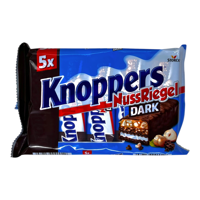 Батончики шоколадні Storck з фундуком у чорному шоколаді knoppers nussriegel dark, 5×40 г