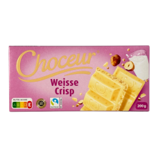 Шоколад білий Choceur з лісовим горіхом weisse grisp, 200 г