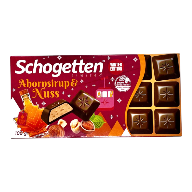Шоколад молочний Schogetten з кленовим сиропом і фундуком ahornsirup & nuss, 100 г