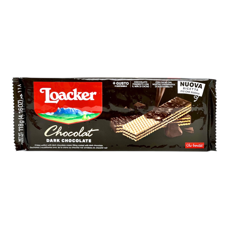 Вафлі Loacker з шоколадним кремом у чорному шоколаді chocolat fondente, 118 г Вафлі Loacker з шоколадним кремом у чорному шоколаді chocolat fondente, 118 г