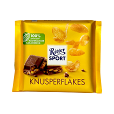 Шоколад молочний Ritter Sport з пластівцями knusperflakes, 100 г Шоколад молочний Ritter Sport з пластівцями knusperflakes, 100 г