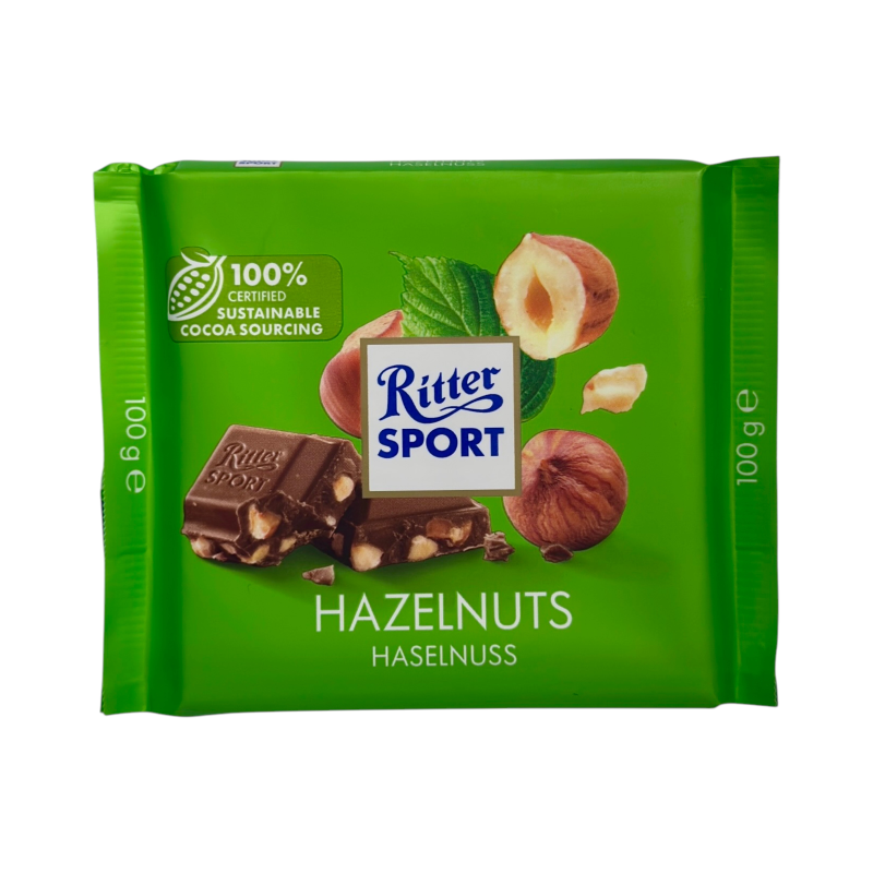Шоколад молочний Ritter Sport з лісовим горіхом haselnuss, 100 г