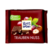 Шоколад молочний Ritter Sport з родзинками та горіхом trauben nuss, 100 г Шоколад молочний Ritter Sport з родзинками та горіхом trauben nuss, 100 г