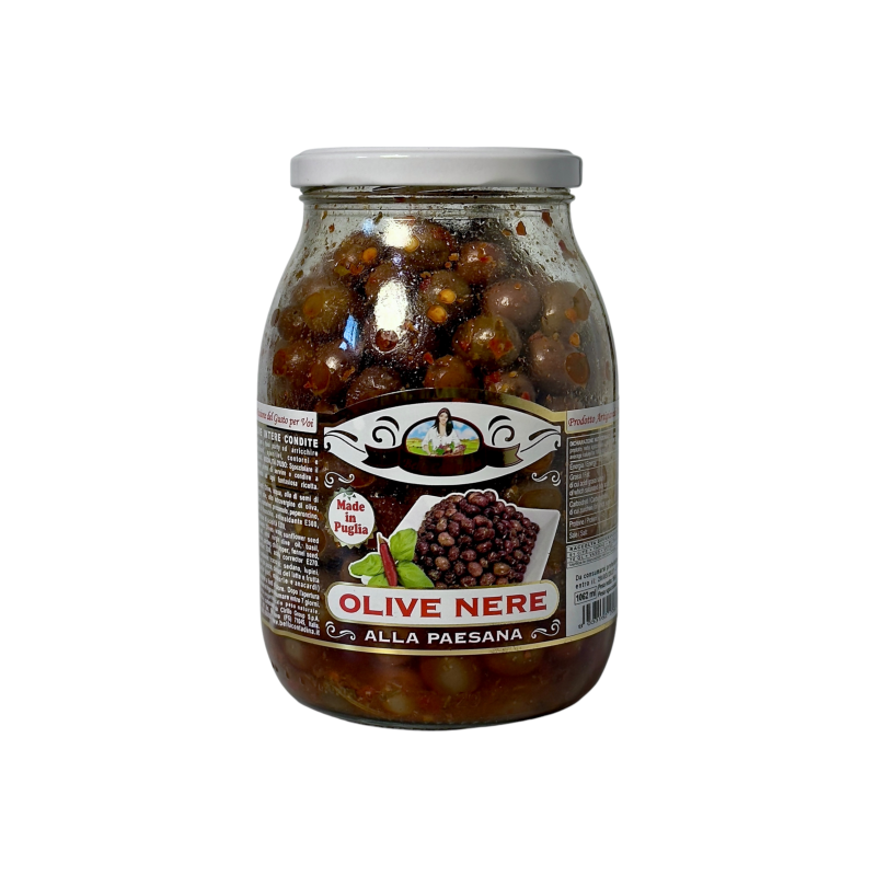 Оливки Bella Contadina чорні в спеціях по-селянськи olive nere alla paesana, 1062 мл