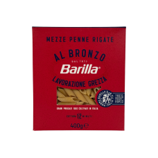 Макарони Barilla бронзового пресування коротке перо з твердих сортів пшениці mezze penne rigate al bronzo, 400 г