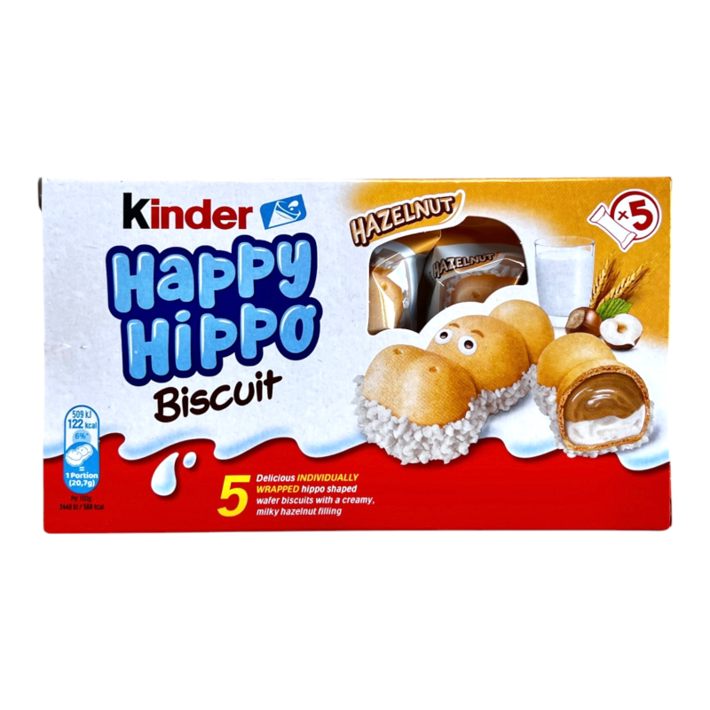Батончик Kinder вафельний горіховий з молочним кремом happy hippo biscuit hazelnut, 5х20,7 г