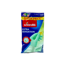 Рукавички господарські латексні Vileda extra sensation з котоном розмір m, 1 пара