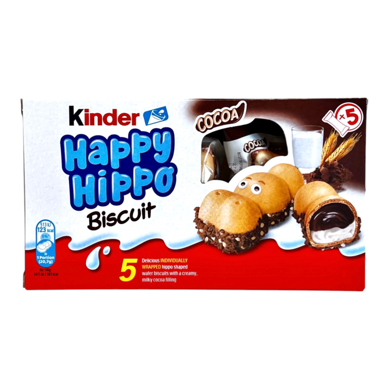 Батончик вафельний Kinder шоколадний happy hippo biscuit cocoa, 5x20,7 г