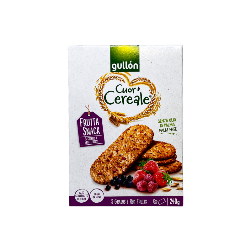 Печиво злакове Gullon з ягодами e cuor di cereale frutta snack, 240 г