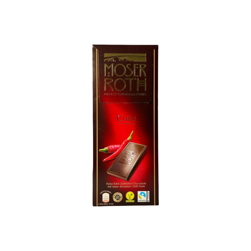 Шоколад чорний Moser Roth з перцем чилі zarbitter chocolade chili, 125 г