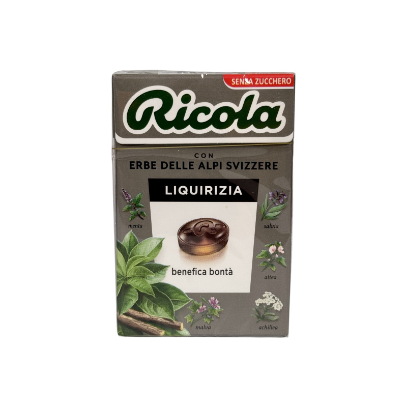 Льодяники швейцарські Ricola лакриця без цукру liquirizia senza zucchero, 50 г