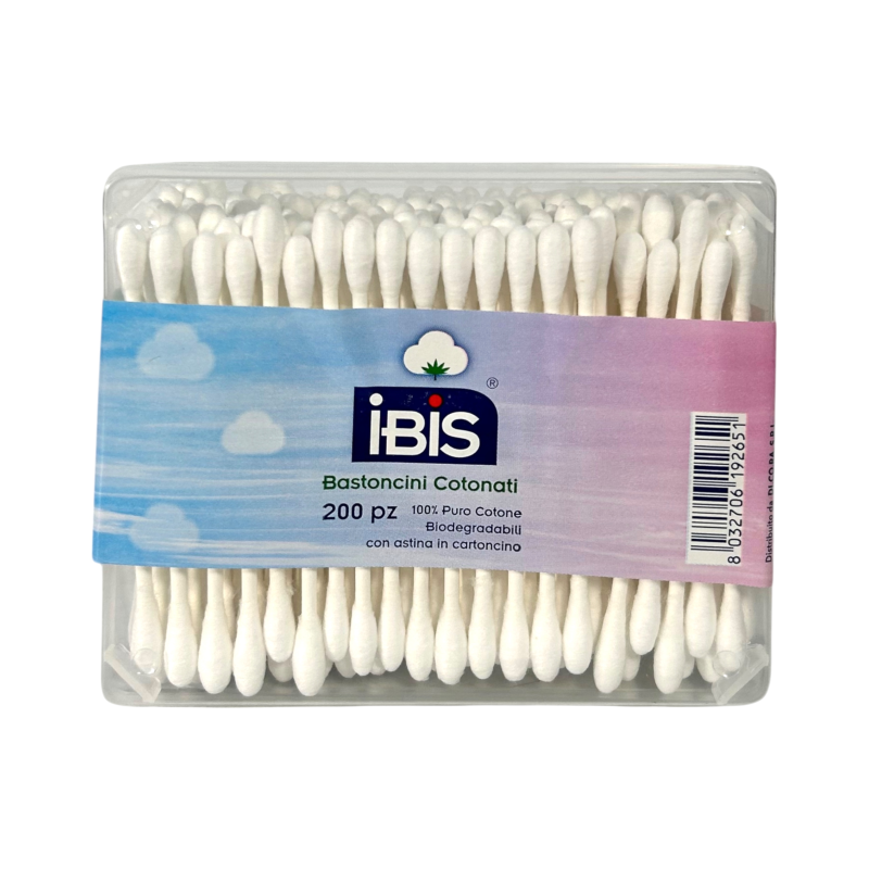 Ватні палички IBIS 100% чиста бавовна, Bastoncini Cotonati, 200 шт