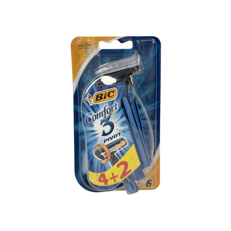 Станки для гоління Bic з трьома лезами comfort 3 pivot 4+2, 6 шт