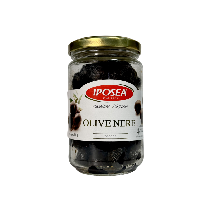 Оливки Iposea чорні в’ялені Olive Nere Secche, 190 г