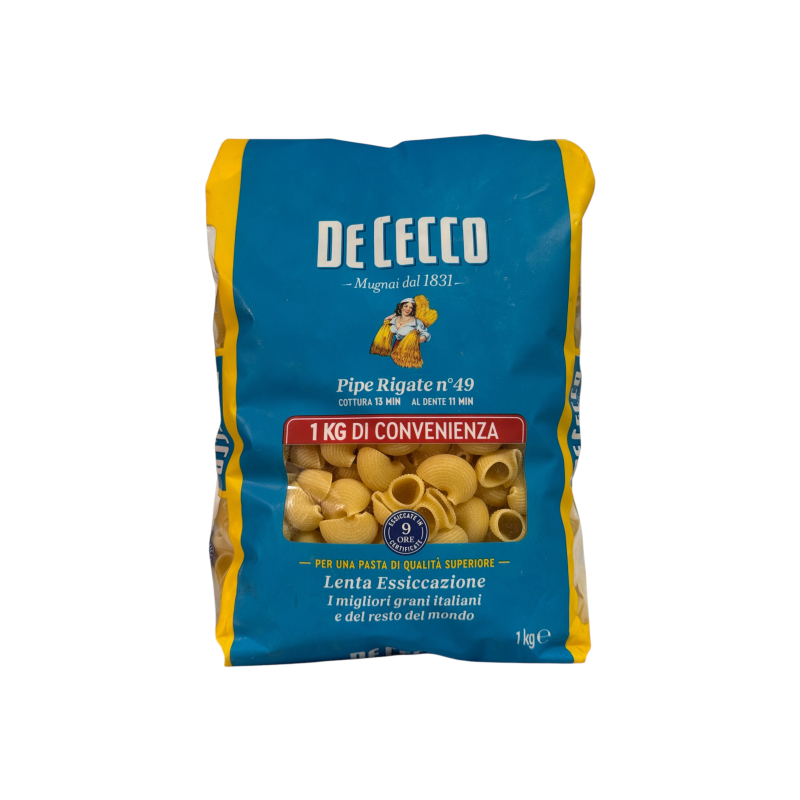 Макарони De Cecco класичні мушля pipe rigate No49, 1000 г