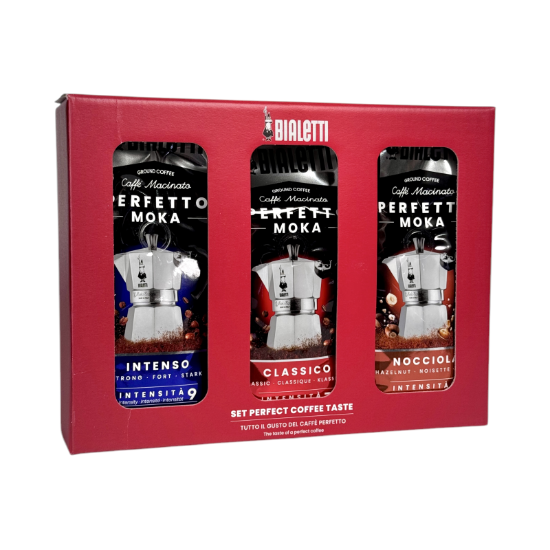 Кава мелена Bialetti набір perfetto moka set intenso, classico, nocciola, 3×250 г