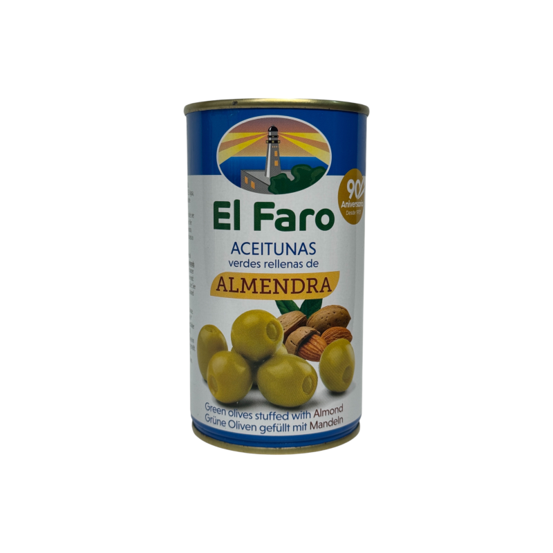 Оливки El Faro зелені фаршировані мигдалем almendra, 350 г