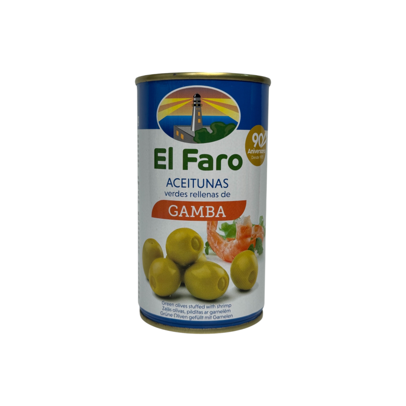Оливки El Faro зелені фаршировані креветкою gamba, 350 г