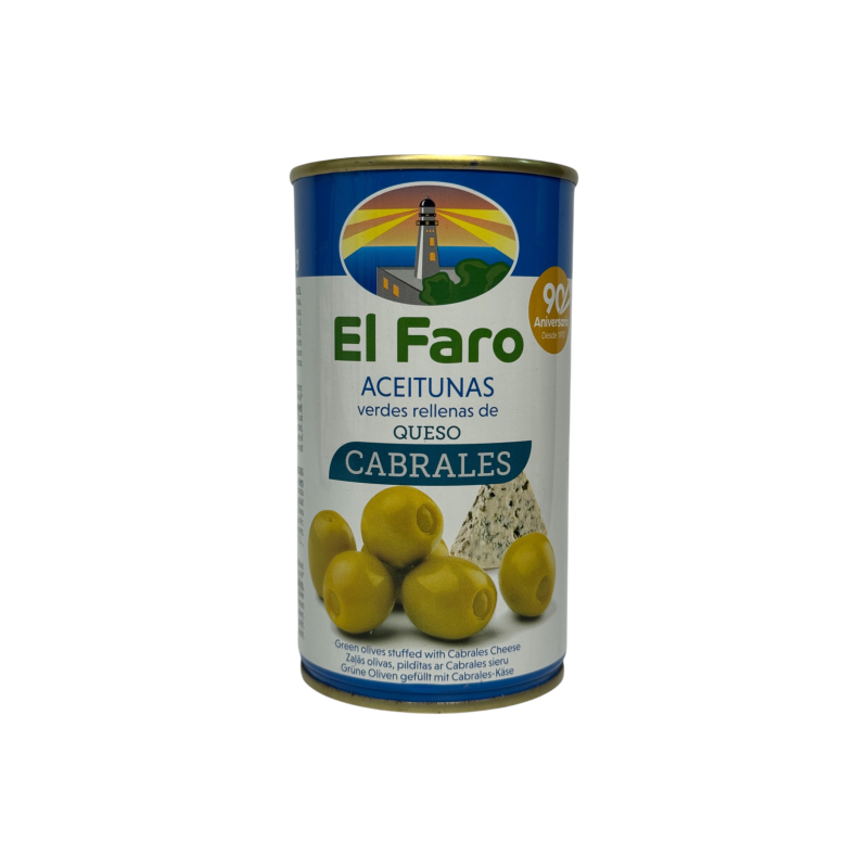Оливки El Faro зелені фаршировані сиром кабралес queso cabrales, 350 г