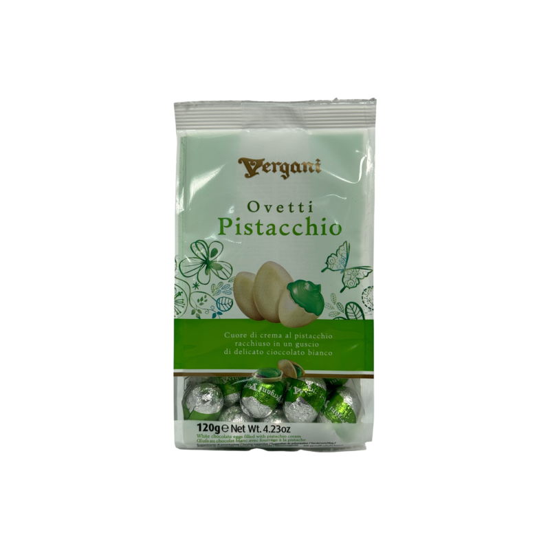Цукерки шоколадні Vergani з фісташковою начинкою ovetti pistacchio, 120 г