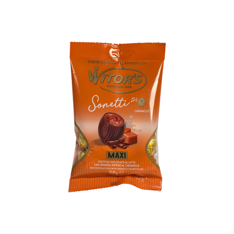 Шоколадні цукерки Witor’s Sonetti maxi з карамельною начинкою milk chocolate eggs with caramel filling, 110 г