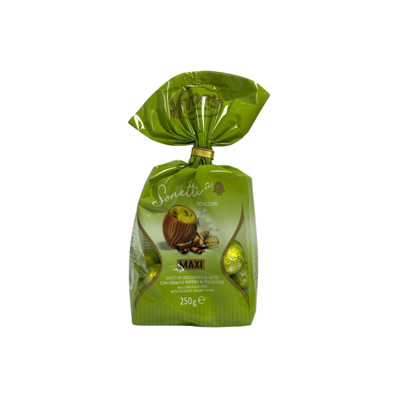Шоколадні цукерки Witor’s Sonetti maxi з фісташковою начинкою milk chocolate eggs with pistachio filling, 250 г