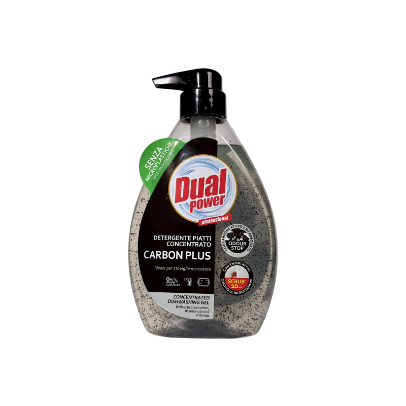 Гель для миття посуду Dual Power концентрований з активованим вугіллям carbon plus, 600 мл