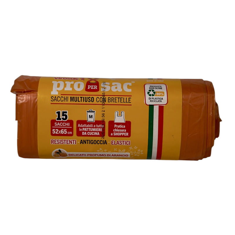Пакети для сміття Virosac Propersac з ароматом апельсину parfumo di arancio, 52×65 см, 15 шт