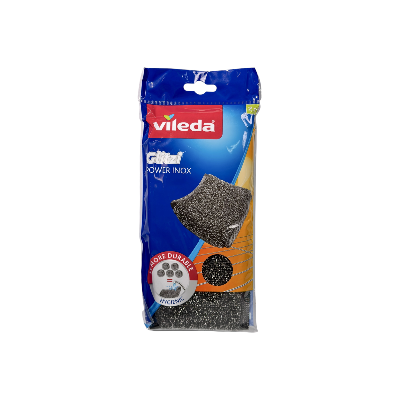 Губка металева Vileda Glitzi Power Inox очищення, свіжість і чистота, 2+1 шт