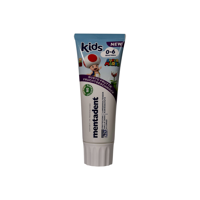 Зубна паста Mentadent дитяча Super Mario gusto frutta 0–6 anni, 75 мл