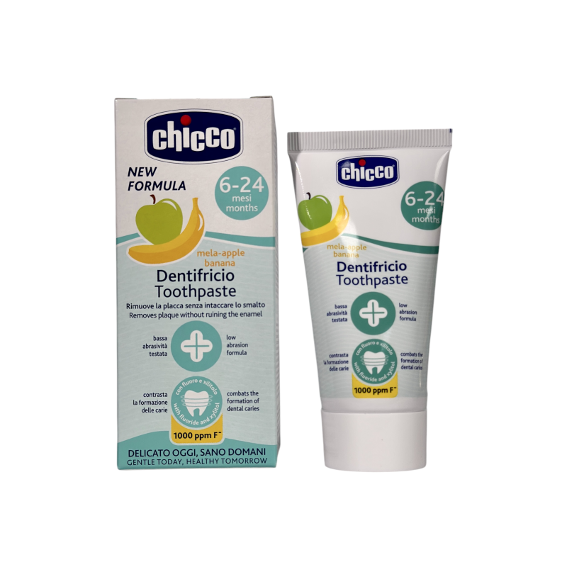 Зубна паста дитяча Chicco яблуко-банан dentifricio per bambini mela-banana 6-24 mesi, 50 мл
