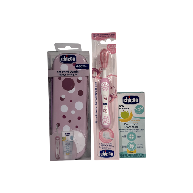 Набір для догляду за зубами Chicco паста + щітка + футляр primi dentini 6-36 mesi, 50 мл