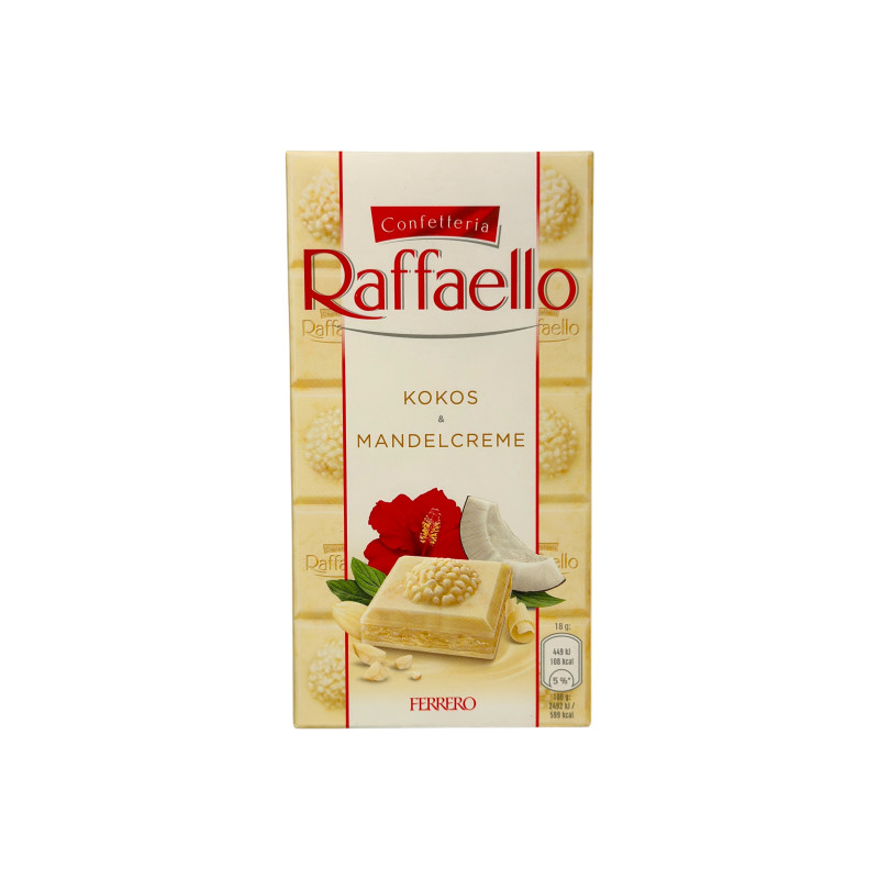 Шоколад білий Raffaello з кокосовим кремом kokos & mandelcreme, 90 г