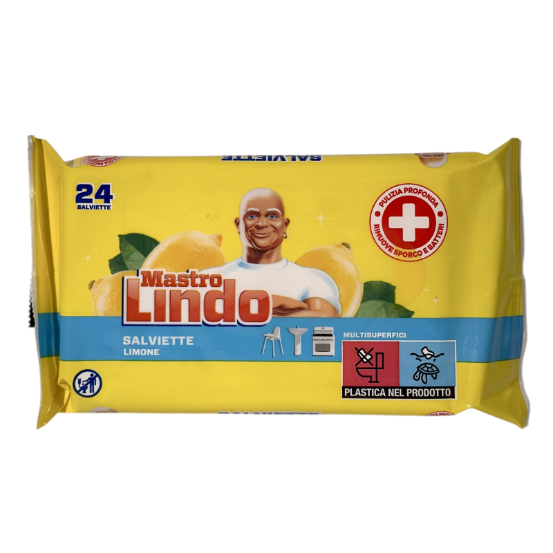 Серветки вологі Mastro Lindo для різних поверхонь з ароматом лимону, 24 шт