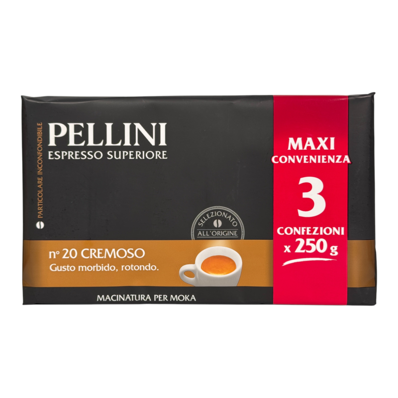 Кава мелена Pellini espresso superiore cremoso No20, набір 3×250 г